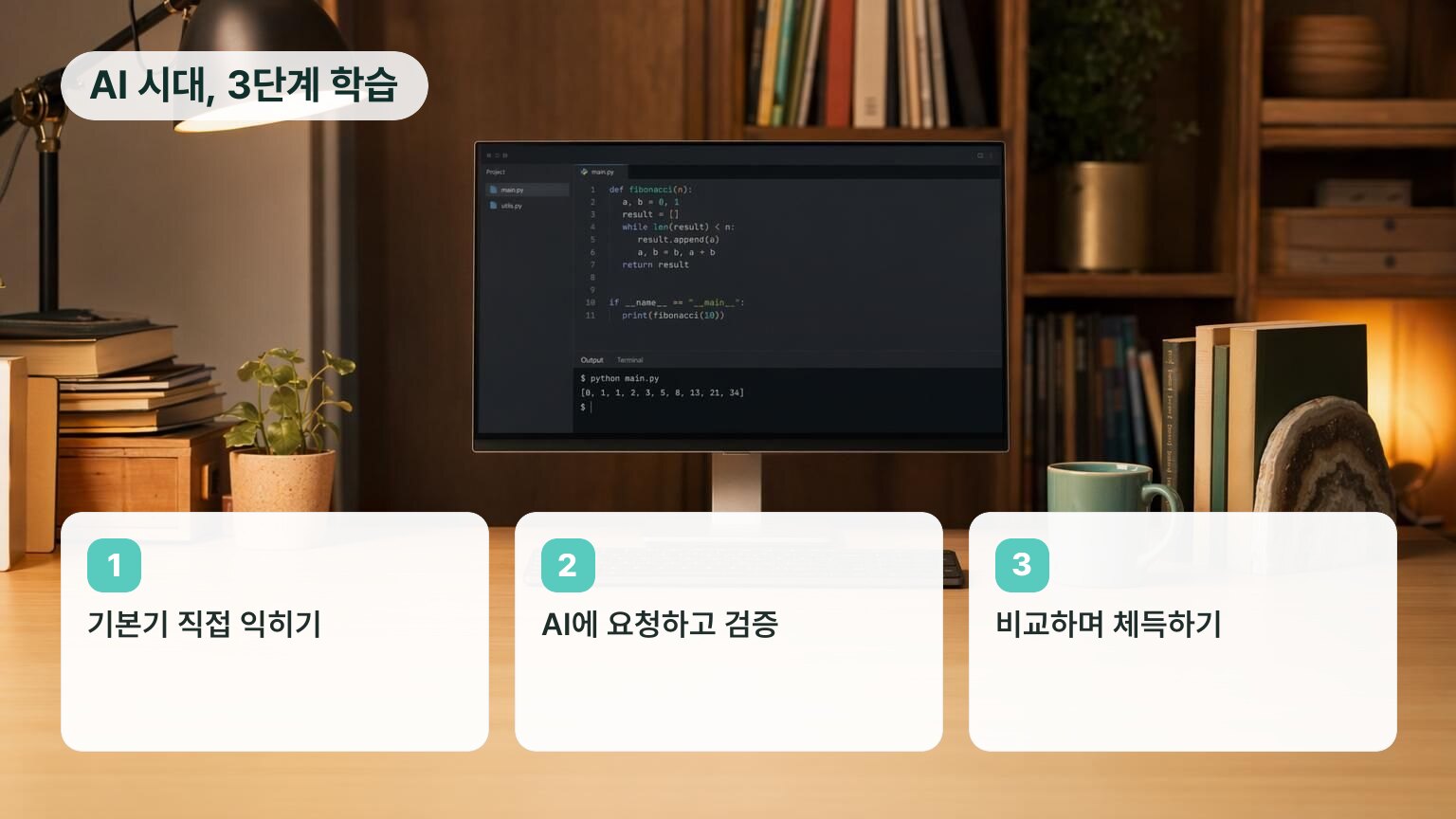 AI 시대 학습 순서 3단계: 기본기 직접 익히기, AI에 요청하고 검증, 비교하며 체득하기